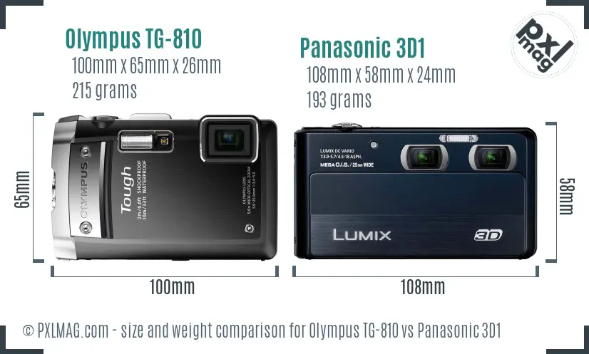 Olympus TG-810 vs Panasonic 3D1 size comparison