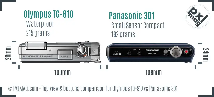 Olympus TG-810 vs Panasonic 3D1 top view buttons comparison