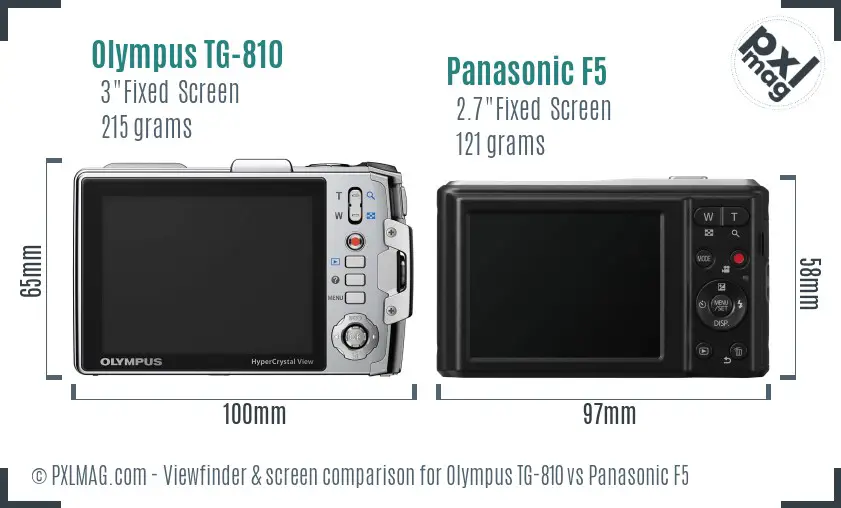 Olympus TG-810 vs Panasonic F5 Screen and Viewfinder comparison
