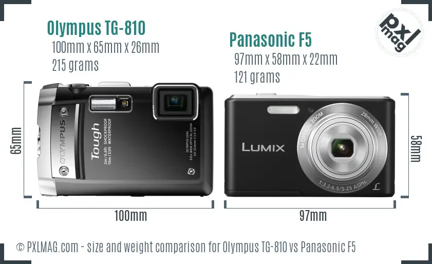 Olympus TG-810 vs Panasonic F5 size comparison