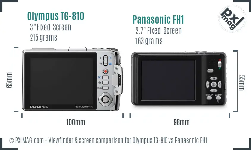 Olympus TG-810 vs Panasonic FH1 Screen and Viewfinder comparison