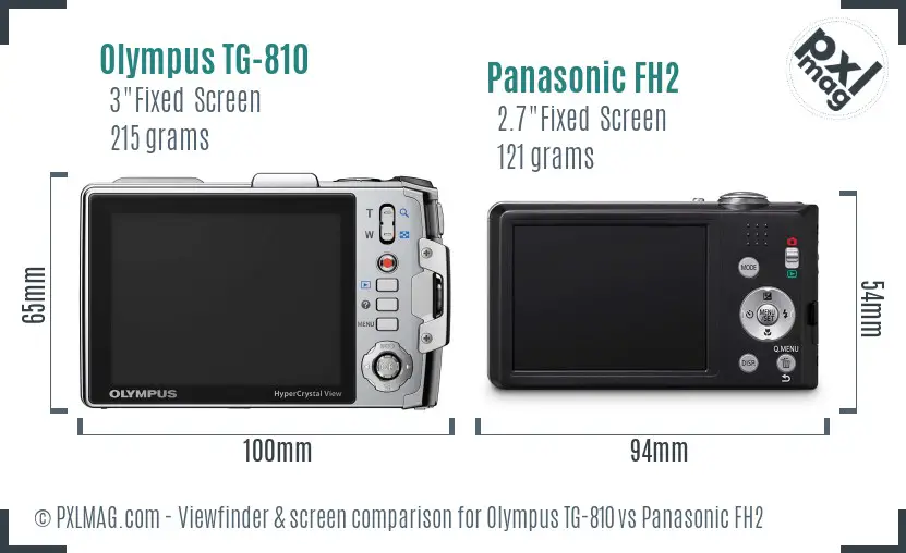 Olympus TG-810 vs Panasonic FH2 Screen and Viewfinder comparison