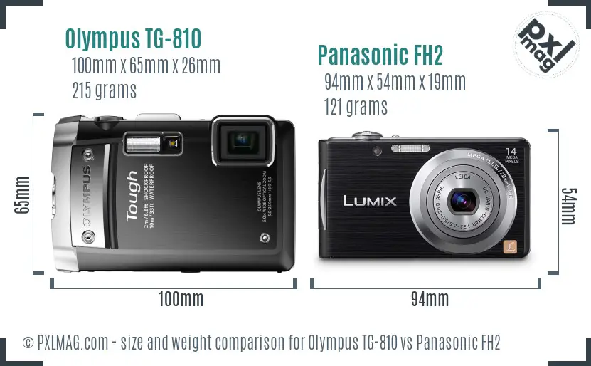 Olympus TG-810 vs Panasonic FH2 size comparison