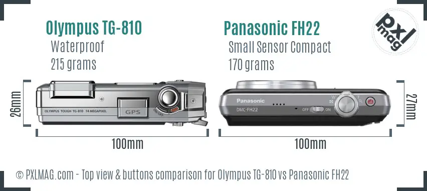 Olympus TG-810 vs Panasonic FH22 top view buttons comparison