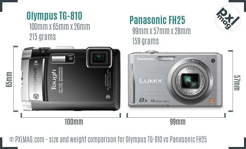 Olympus TG-810 vs Panasonic FH25 size comparison