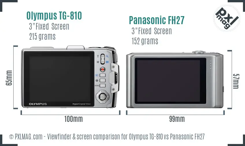 Olympus TG-810 vs Panasonic FH27 Screen and Viewfinder comparison