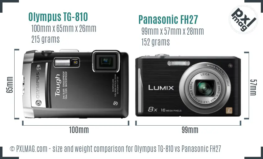 Olympus TG-810 vs Panasonic FH27 size comparison