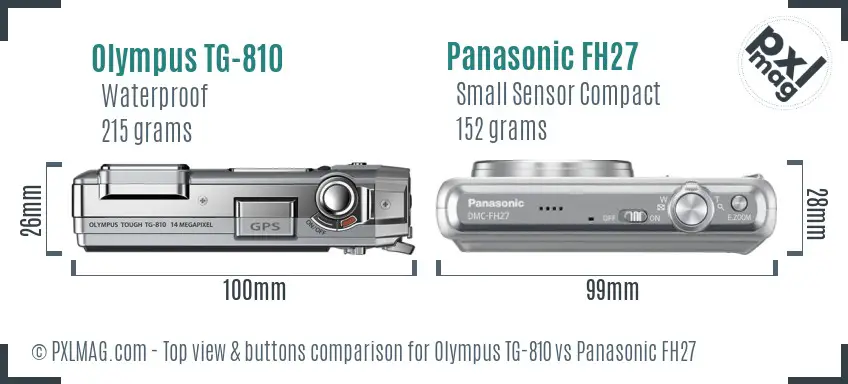 Olympus TG-810 vs Panasonic FH27 top view buttons comparison