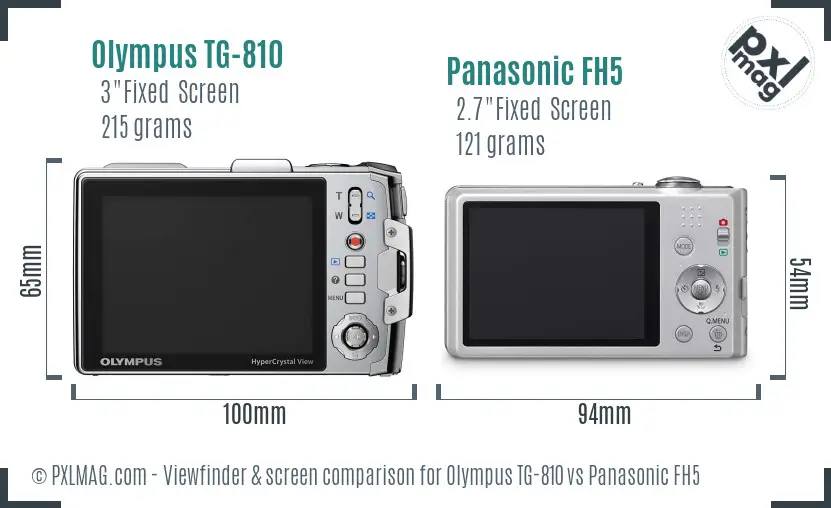 Olympus TG-810 vs Panasonic FH5 Screen and Viewfinder comparison