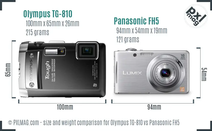 Olympus TG-810 vs Panasonic FH5 size comparison