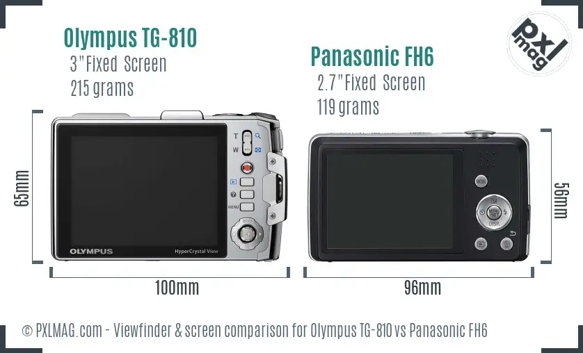 Olympus TG-810 vs Panasonic FH6 Screen and Viewfinder comparison