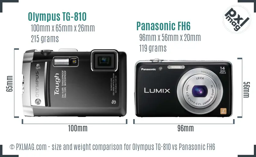 Olympus TG-810 vs Panasonic FH6 size comparison