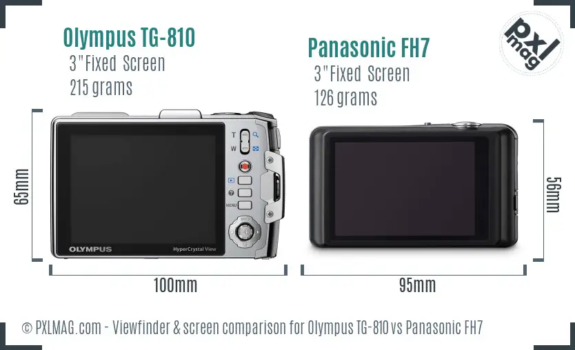 Olympus TG-810 vs Panasonic FH7 Screen and Viewfinder comparison
