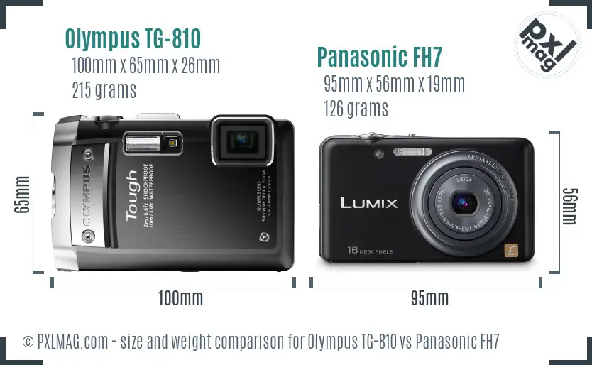 Olympus TG-810 vs Panasonic FH7 size comparison