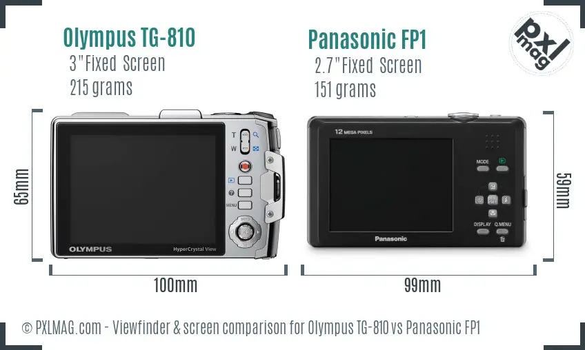 Olympus TG-810 vs Panasonic FP1 Screen and Viewfinder comparison