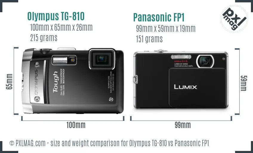 Olympus TG-810 vs Panasonic FP1 size comparison