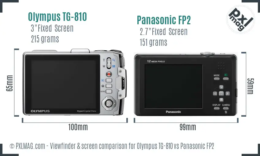 Olympus TG-810 vs Panasonic FP2 Screen and Viewfinder comparison