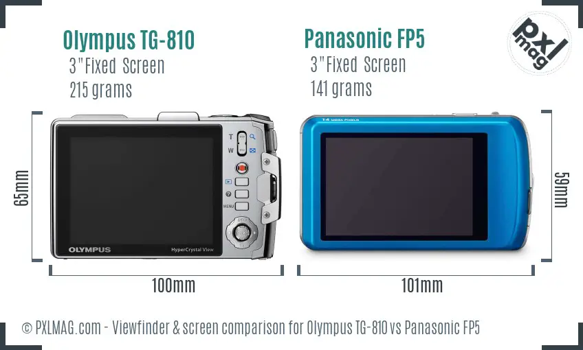 Olympus TG-810 vs Panasonic FP5 Screen and Viewfinder comparison