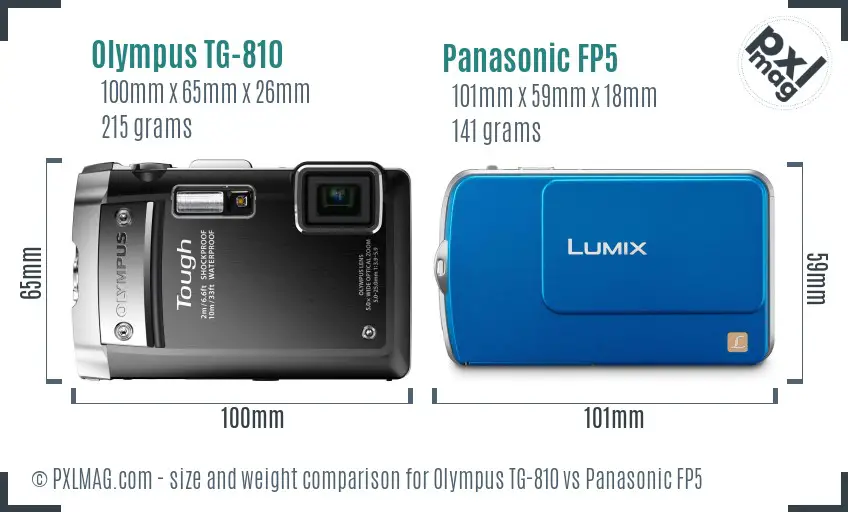 Olympus TG-810 vs Panasonic FP5 size comparison