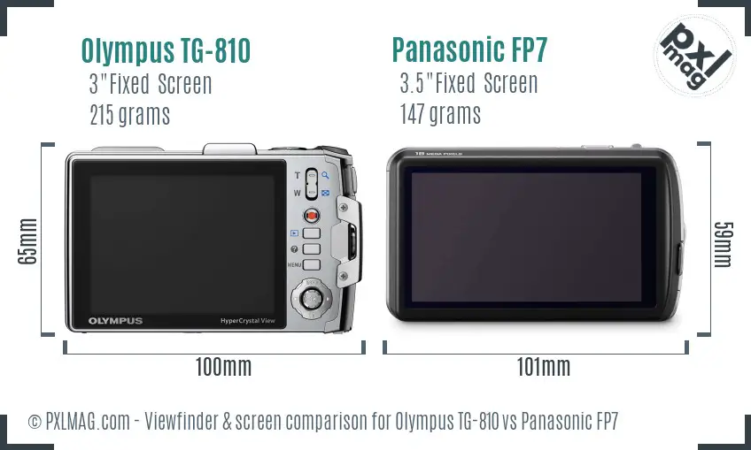 Olympus TG-810 vs Panasonic FP7 Screen and Viewfinder comparison