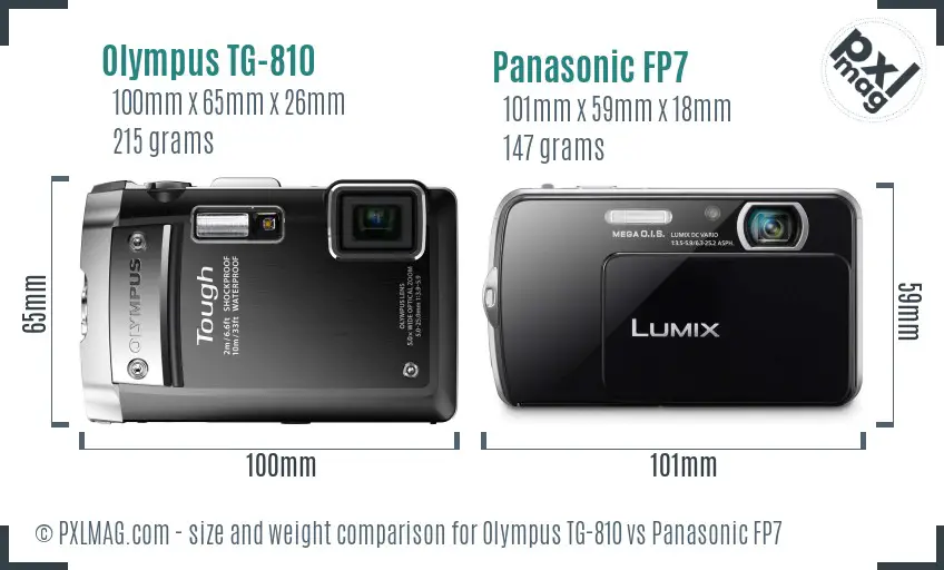 Olympus TG-810 vs Panasonic FP7 size comparison