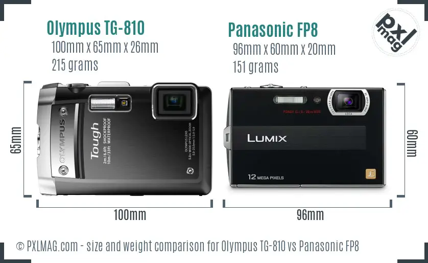 Olympus TG-810 vs Panasonic FP8 size comparison