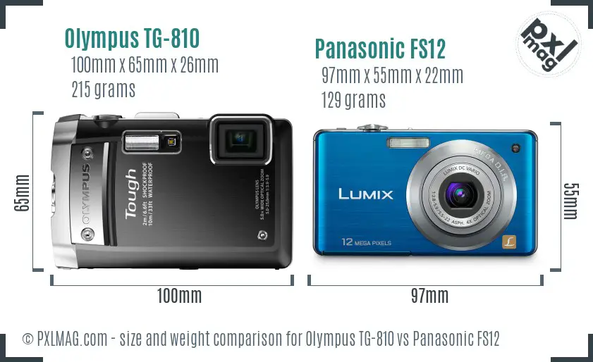 Olympus TG-810 vs Panasonic FS12 size comparison