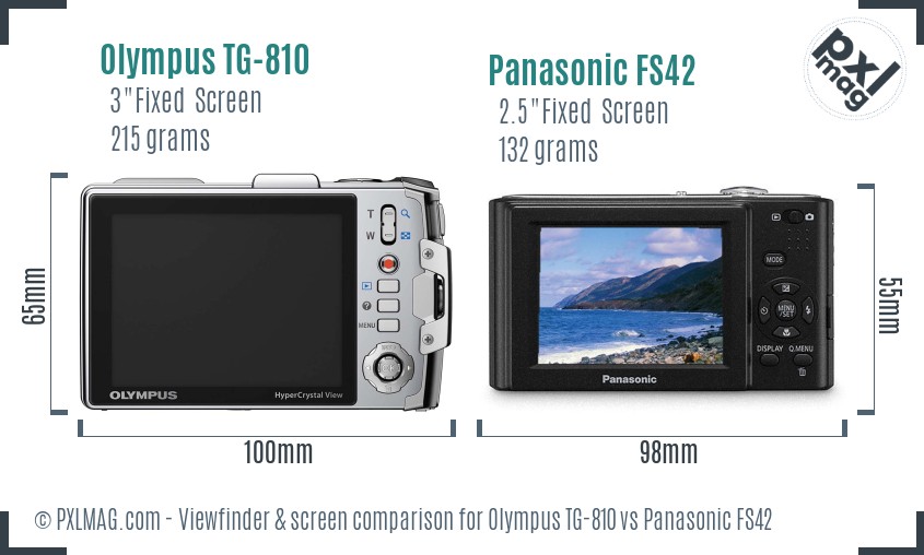 Olympus TG-810 vs Panasonic FS42 Screen and Viewfinder comparison