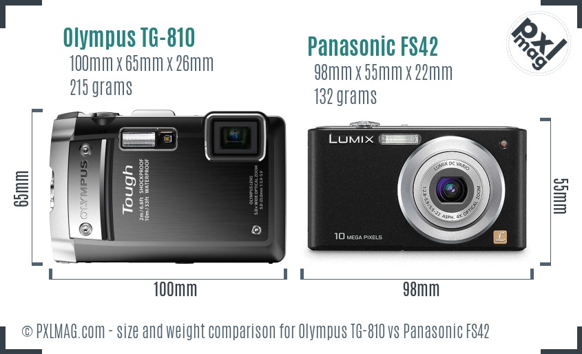 Olympus TG-810 vs Panasonic FS42 size comparison