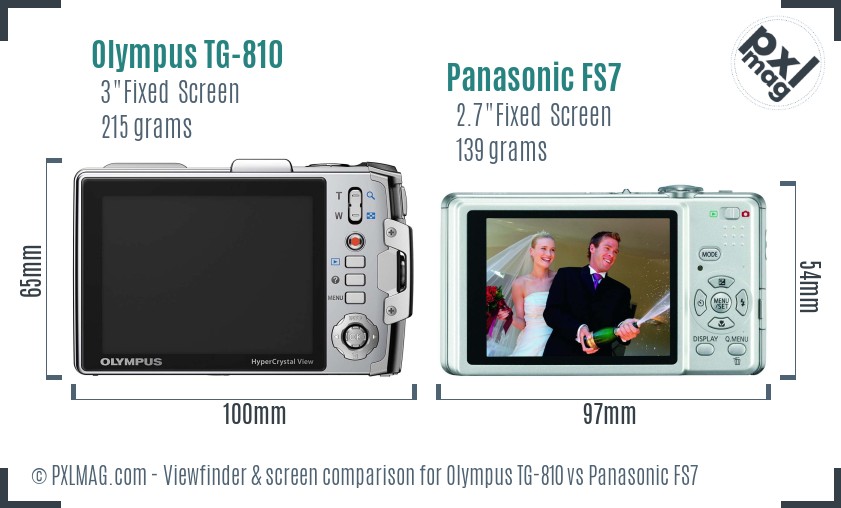 Olympus TG-810 vs Panasonic FS7 Screen and Viewfinder comparison