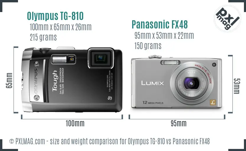 Olympus TG-810 vs Panasonic FX48 size comparison