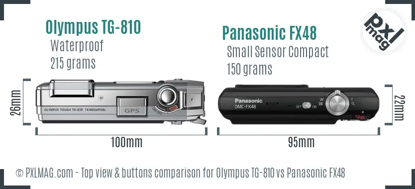 Olympus TG-810 vs Panasonic FX48 top view buttons comparison