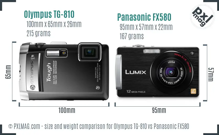 Olympus TG-810 vs Panasonic FX580 size comparison Olympus TG-810 vs Panasonic FX580 size comparison