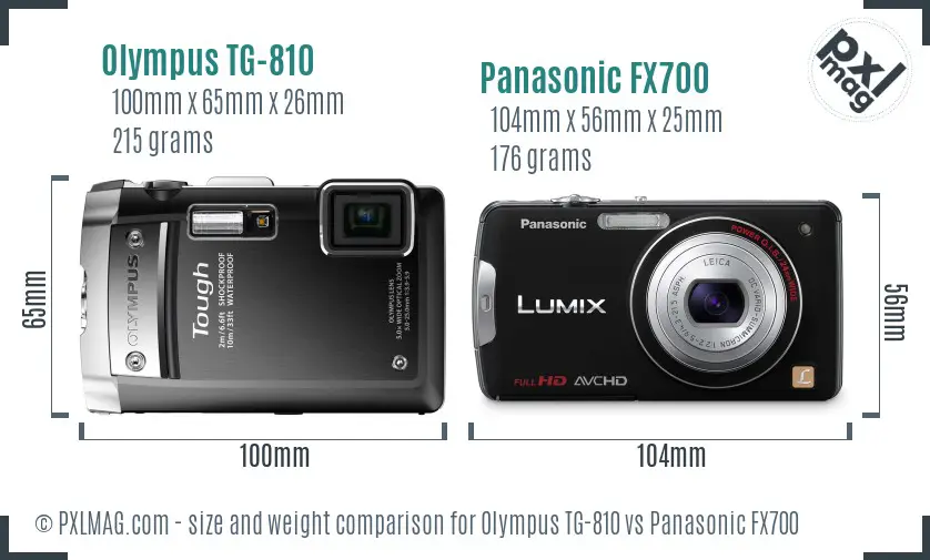 Olympus TG-810 vs Panasonic FX700 size comparison Olympus TG-810 vs Panasonic FX700 size comparison