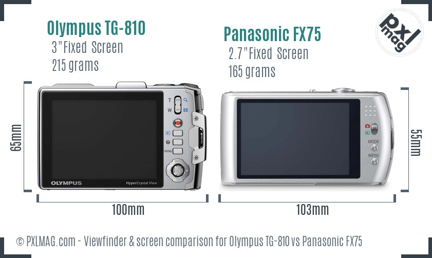 Olympus TG-810 vs Panasonic FX75 Screen and Viewfinder comparison