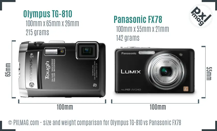 Olympus TG-810 vs Panasonic FX78 size comparison