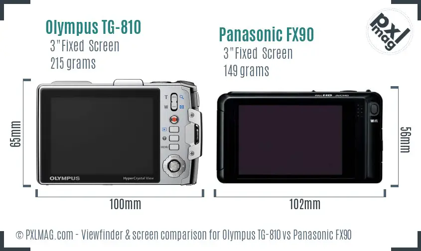 Olympus TG-810 vs Panasonic FX90 Screen and Viewfinder comparison Olympus TG-810 vs Panasonic FX90 Screen and Viewfinder comparison
