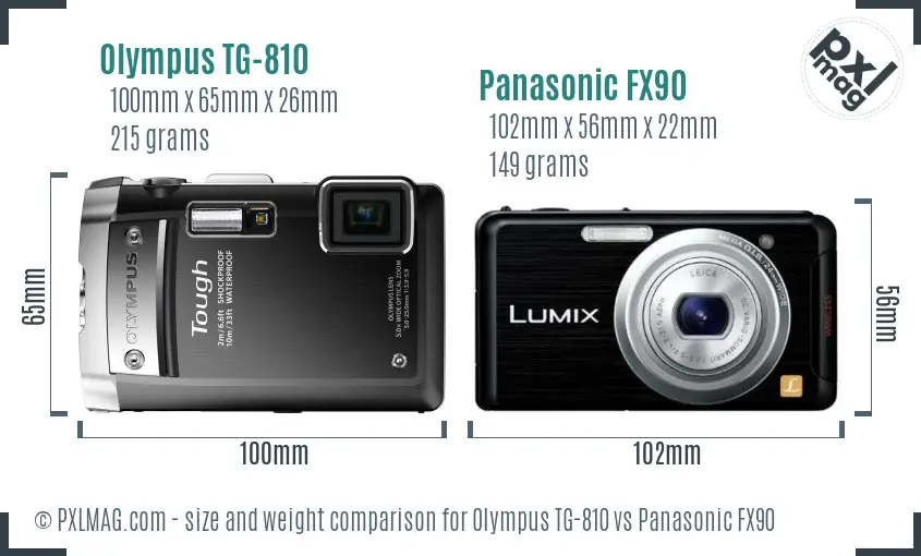 Olympus TG-810 vs Panasonic FX90 size comparison Olympus TG-810 vs Panasonic FX90 size comparison