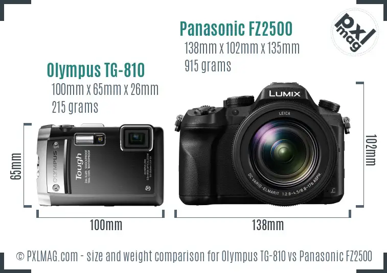 Olympus TG-810 vs Panasonic FZ2500 size comparison