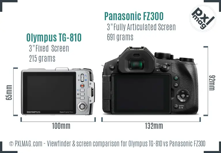 Olympus TG-810 vs Panasonic FZ300 Screen and Viewfinder comparison Olympus TG-810 vs Panasonic FZ300 Screen and Viewfinder comparison