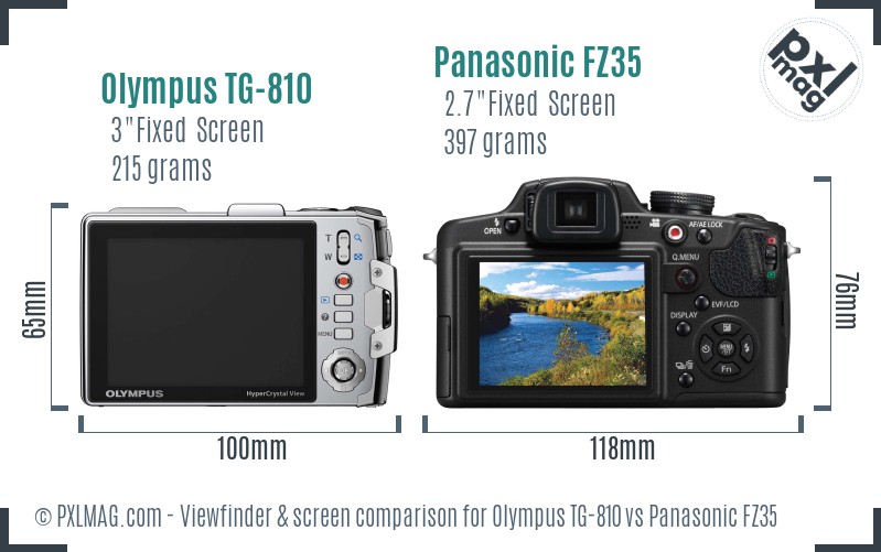 Olympus TG-810 vs Panasonic FZ35 Screen and Viewfinder comparison