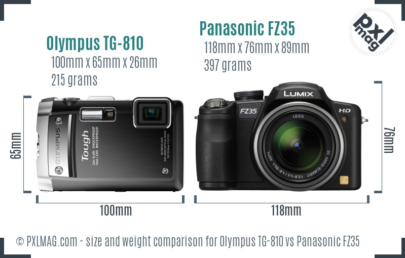 Olympus TG-810 vs Panasonic FZ35 size comparison Olympus TG-810 vs Panasonic FZ35 size comparison