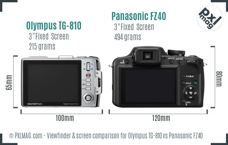 Olympus TG-810 vs Panasonic FZ40 Screen and Viewfinder comparison Olympus TG-810 vs Panasonic FZ40 Screen and Viewfinder comparison