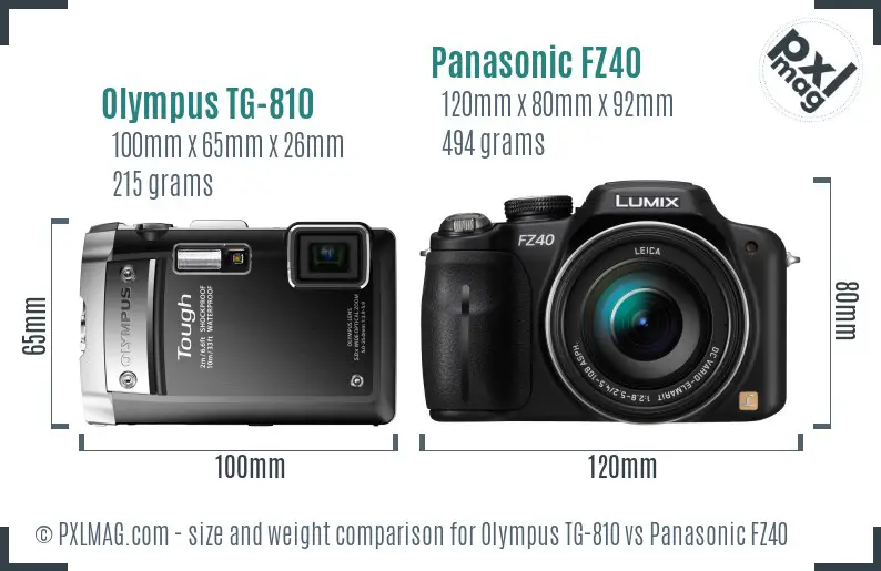 Olympus TG-810 vs Panasonic FZ40 size comparison Olympus TG-810 vs Panasonic FZ40 size comparison