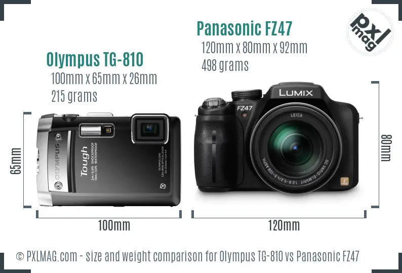 Olympus TG-810 vs Panasonic FZ47 size comparison