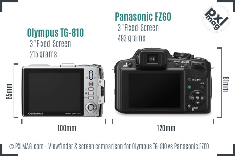 Olympus TG-810 vs Panasonic FZ60 Screen and Viewfinder comparison