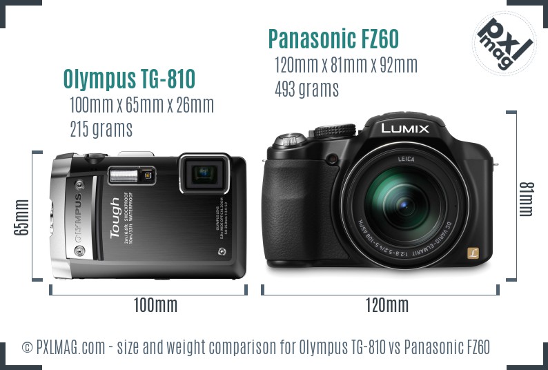 Olympus TG-810 vs Panasonic FZ60 size comparison
