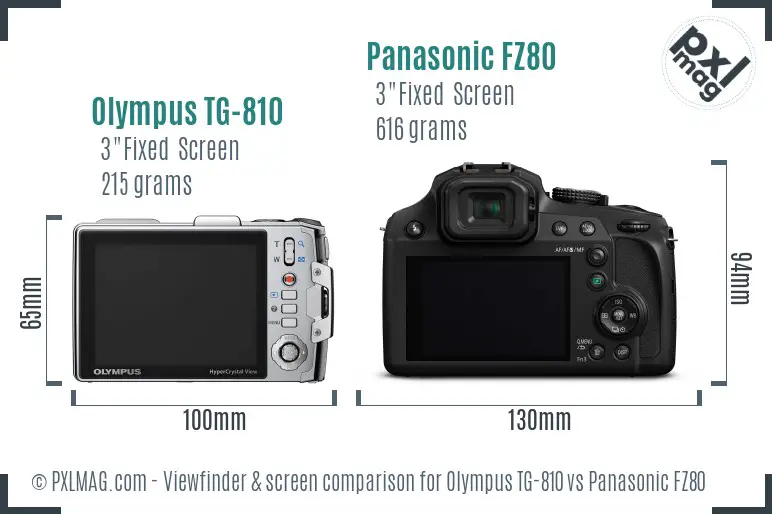 Olympus TG-810 vs Panasonic FZ80 Screen and Viewfinder comparison