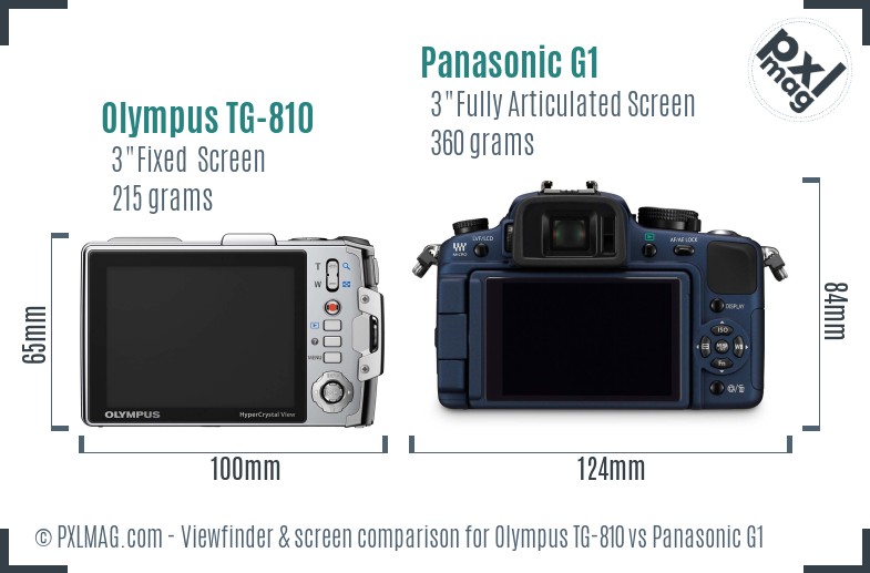Olympus TG-810 vs Panasonic G1 Screen and Viewfinder comparison