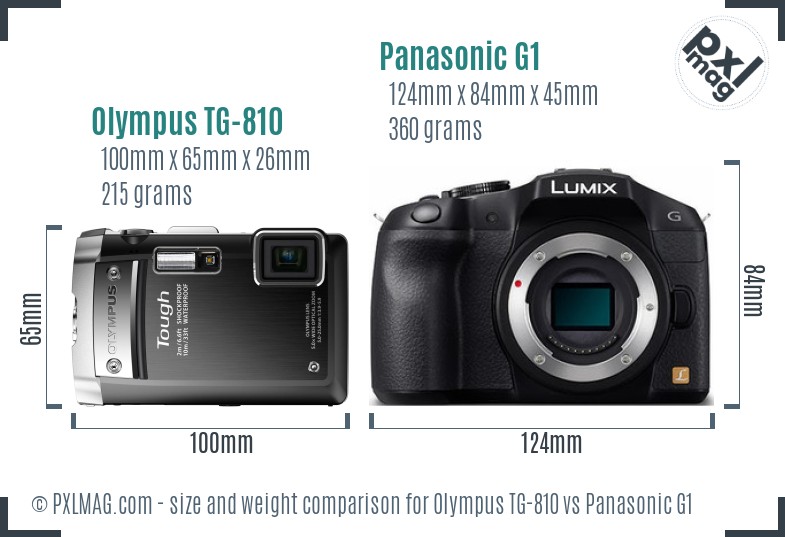 Olympus TG-810 vs Panasonic G1 size comparison